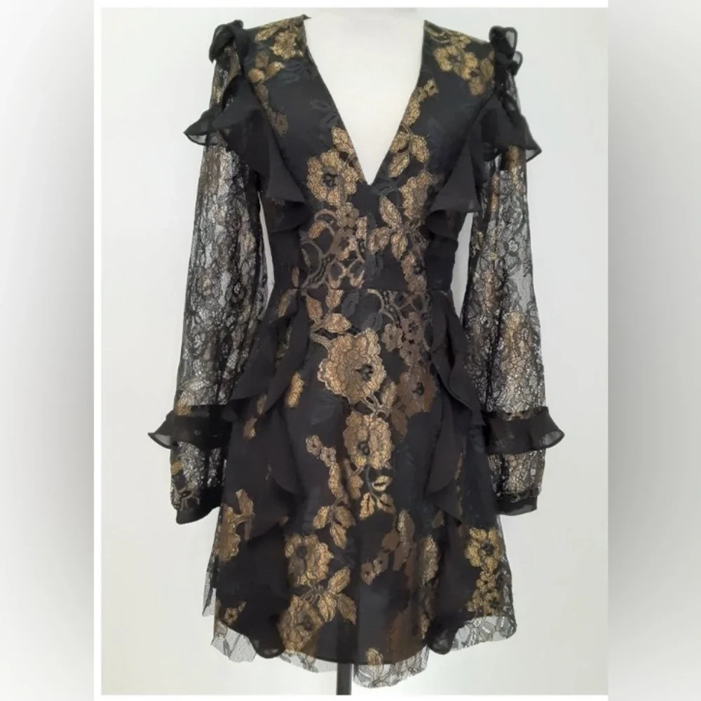 For Love & Lemons Bumble Long Sleeve Ruffle Dress NWT Size S - Picture 12 of 12